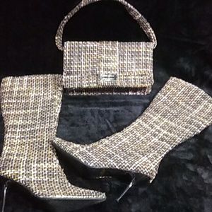 Purse and knee high boots